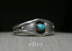 Vintage Native American Navajo Sterling Silver Turquoise Cuff Bracelet