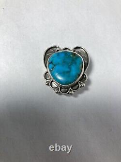 Vintage Native American Navajo Sterling Silver Turquoise Pendant