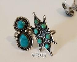 Vintage Native American Sterling Silver Ring Lot Turquoise