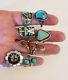 Vintage Native American Sterling Silver Ring Lot Turquoise And Coral
