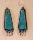 Vintage Native American Sterling Silver Signed Turquoise Earrings