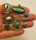 Vintage Native American Sterling Silver Turquoise & Coral Ring Lot