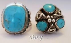 Vintage Native American Sterling Silver Turquoise Ring Lot