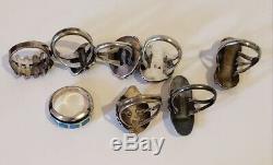 Vintage Native American Sterling Silver Turquoise and Coral Ring Lot