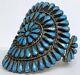 Vintage Native American Zuni Sterling Silver Turquoise Cluster Cuff Bracelet