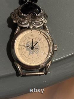 Vintage Native Style Multi Gem Liberty 1911 Behrouz Inc Sterling Silver Watch