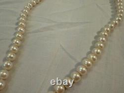 Vintage Natural 8-9mm Button Pearl Necklace Sterling Clasp 20-inches Long