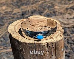 Vintage Navajo Bracelet Turquoise Sterling Silver Signed Native sz 7.25