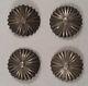 Vintage Navajo Indian Sterling Silver Concho Stampworks Buttons Set Of 4