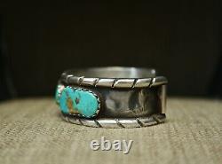 Vintage Navajo Native American Sterling Silver Turquoise Cuff Bracelet