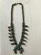 Vintage Navajo Squash Blossom Necklace Turquoise Sterling Silver 27