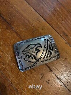 Vintage Navajo Sterling Silver Eagle Belt Buckle