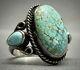 Vintage Navajo Sterling Silver Green Spiderweb Turquoise Ring