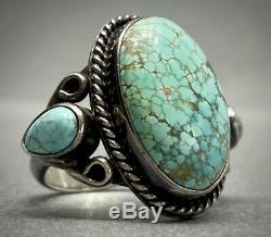 Vintage Navajo Sterling Silver Green Spiderweb Turquoise Ring