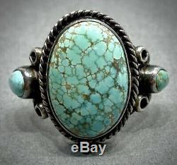 Vintage Navajo Sterling Silver Green Spiderweb Turquoise Ring