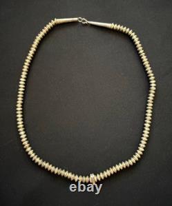 Vintage Navajo Sterling Silver Melon Bead Necklace 22 48g Estate