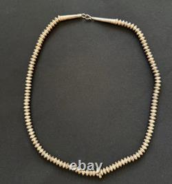 Vintage Navajo Sterling Silver Melon Bead Necklace 22 48g Estate