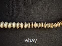 Vintage Navajo Sterling Silver Melon Bead Necklace 22 48g Estate