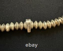 Vintage Navajo Sterling Silver Melon Bead Necklace 22 48g Estate