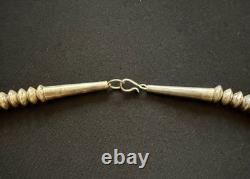 Vintage Navajo Sterling Silver Melon Bead Necklace 22 48g Estate