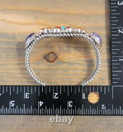 Vintage Navajo Sterling Silver Multi gemstone Cuff Signed JL Jones Latome