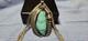 Vintage Navajo Sterling Silver & Turquoise Pendant With Liquid Silver Necklace
