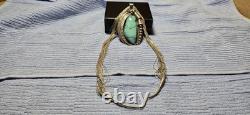 Vintage Navajo Sterling Silver & Turquoise Pendant with Liquid Silver Necklace