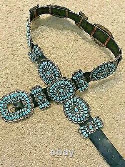 Vintage Navajo Sterling/Turquoise Concho Belt Famous Victor Moses Begay. 4316pc