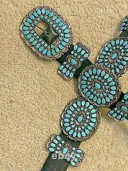 Vintage Navajo Sterling/Turquoise Concho Belt Famous Victor Moses Begay. 4316pc