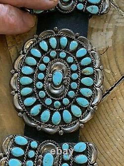 Vintage Navajo Sterling/Turquoise Concho Belt Famous Victor Moses Begay. 4316pc