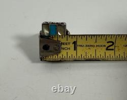 Vintage Navajo Zuni Sterling Silver MOP Turquoise Checkerboard Ring Sz 11.5