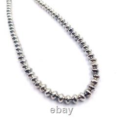 Vintage Navajo stamped 8 mm oxidized 92.5 Sterling Silver, southwestern necklace