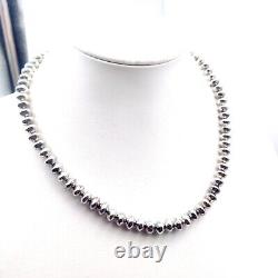 Vintage Navajo stamped 8 mm oxidized 92.5 Sterling Silver, southwestern necklace