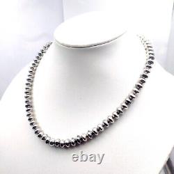 Vintage Navajo stamped 8 mm oxidized 92.5 Sterling Silver, southwestern necklace