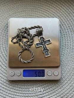 Vintage Necklace Jesus Silver 925 Chain Pendent Jewelry Amulet Women Men Mori