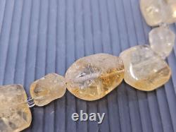 Vintage Offerings Sterling silver Natural Citrine Beaded Pendant Necklace 17