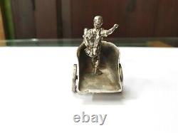 Vintage Old Hallmarked Sterling Silver Roman God On Chariot Drawn By Two Horses