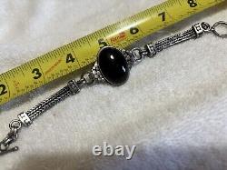 Vintage Onyx Silver 925 Multi Chain Vintage Bracelet 37 Grams