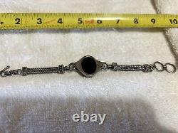 Vintage Onyx Silver 925 Multi Chain Vintage Bracelet 37 Grams