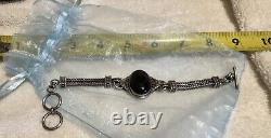 Vintage Onyx Silver 925 Multi Chain Vintage Bracelet 37 Grams