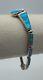 Vintage Opal Blue Green Inlay Segment Link Bracelet 950 Silver Mexico