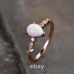 Vintage Opal Engagement Ring White Opal October Birthstone Ring, Pear Opal Ring