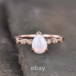 Vintage Opal Engagement Ring White Opal October Birthstone Ring, Pear Opal Ring