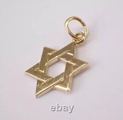 Vintage Orthodox Star Of David Charm Pendant 14K Yellow Gold Plated 18 in Chain