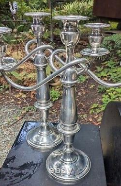 Vintage Pair Sterling Silver Candelabras Muerk-Cary Twisted Arm Candlesticks 13