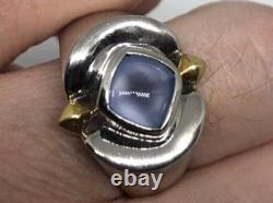 Vintage Pale Blue Calcedony in 925 Sterling Silver Ring