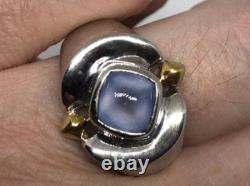 Vintage Pale Blue Calcedony in 925 Sterling Silver Ring
