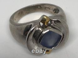Vintage Pale Blue Calcedony in 925 Sterling Silver Ring