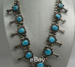 Vintage Pawn Navajo Squash Blossom Necklace Turquoise Sterling Silver