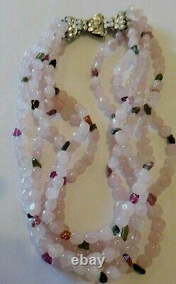 Vintage Pink Onyx Enhanced withcolor stones Sterling Silver Closer one of a kind